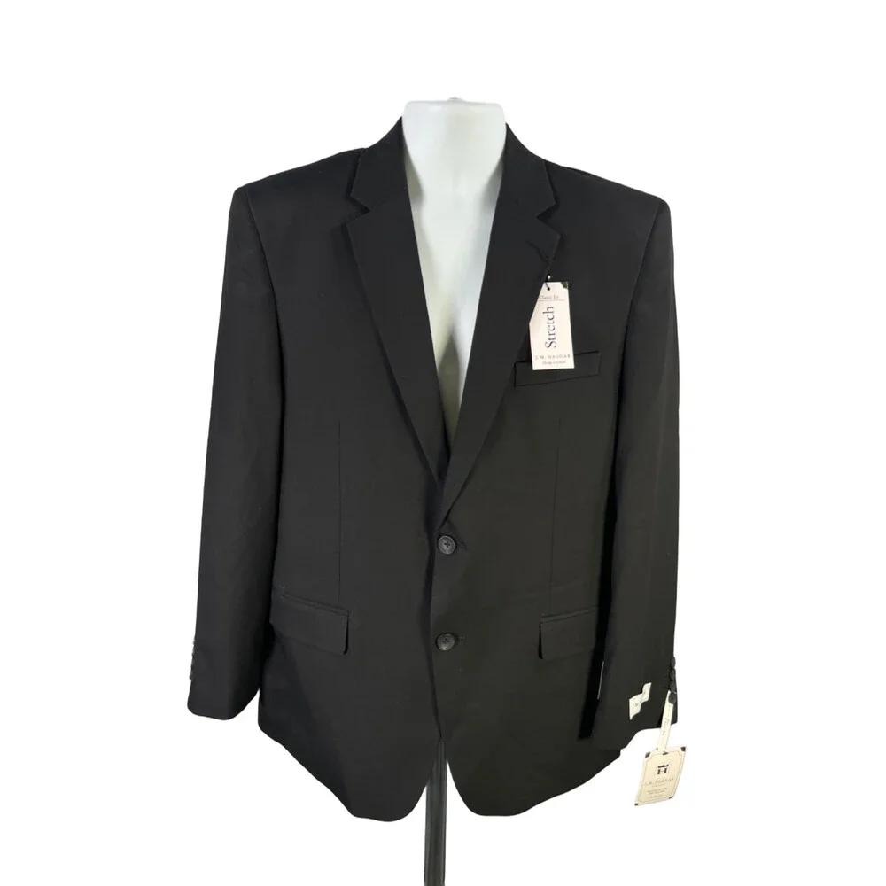 J.M. Haggar Men's Black Classic Fit Stretch Two-Button Long Sleeve Blazer - 42